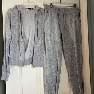 Gray Women's Pants & Hoodie Set